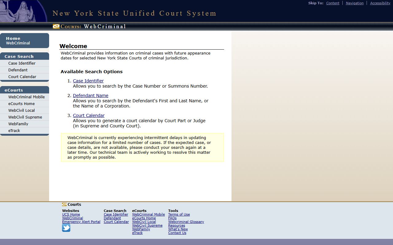 Nassau County court records after arrest WebCriminal search paths